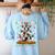 Ugly Sweater Christmas Tree Boston Terrier Dog Xmas Pajama Women's Sweatshirt Back Print Light Blue