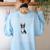 Ugly Xmas Sweater Style Boston Terrier Reindeer Christmas Women's Sweatshirt Back Print Light Blue