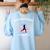 Never Underestimate Teachers Who Runs For Fun Women's Sweatshirt Back Print Light Blue