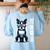 USA Flag Boston Terrier Best Dog Mom Ever 2025 Women's Sweatshirt Back Print Light Blue