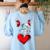 Valentine's Day Boston Terrier Dog Vector Women's Sweatshirt Back Print Light Blue