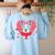 Valentine's Day Boston Terrier Heart Women's Sweatshirt Back Print Light Blue