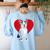 Valentine's Day Boston Terrier Lover Women's Sweatshirt Back Print Light Blue