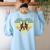 Vintage American Boston Terrier Lovers Valentine's Day Women's Sweatshirt Back Print Light Blue