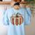 Vintage Book Pumpkin Autumn Fall Librarians Bookworm Teacher Women's Sweatshirt Back Print Light Blue