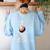 Vintage Boston Terrier Blowing Bubble Gum American Gentleman Women's Sweatshirt Back Print Light Blue