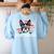 Vintage Boston Terrier Dad American Flag Father's Day Women's Sweatshirt Back Print Light Blue