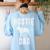 Vintage Boston Terrier Dad Dog Daddy Bostie Father Women's Sweatshirt Back Print Light Blue