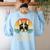 Vintage Boston Terrier Dad Dog Lovers Father's Day Tee Women's Sweatshirt Back Print Light Blue