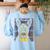 Vintage Boston Terrier Dog Women's Sweatshirt Back Print Light Blue