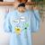 Wait What English Teacher Grammar Police Grammarian Women's Sweatshirt Back Print Light Blue