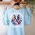 Watercolor Floral Boston Terrier Mama Dog Lover Mother's Day For Men Women Girls Kids Women's Sweatshirt Back Print Light Blue