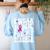 I Wear Pink For My Teacher Breast Cancer Awareness Support Men Women Women's Sweatshirt Back Print Light Blue