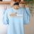 Whatateacher Shirt Teacher Lovers Women's Sweatshirt Back Print Light Blue