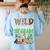Wild About 1st Grade Teacher Student First Grade Zoo Safari Women's Sweatshirt Back Print Light Blue