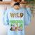 Wild About Preschool Teacher Student Preschool Zoo Safari Women's Sweatshirt Back Print Light Blue