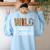 Wild About Teaching Teacher Lover Animals Leopard Zebra Women's Sweatshirt Back Print Light Blue
