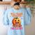 Will Trade Students For Candy Teacher Cute Halloween Pumpkin Women's Sweatshirt Back Print Light Blue Will Trade Students For Candy Teacher Cute Halloween Pumpkin Women's Sweatshirt Back Print Light Blue