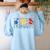 Women Art Teacher Back To School Artist Primary Color Theory Women's Sweatshirt Back Print Light Blue