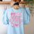 Women Teacher In Progress Coquette Pink Bow Future Teacher Women's Sweatshirt Back Print Light Blue