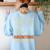 I Won't Stop Haunting Me Skeleton 6 7 Meme Teachers Women's Sweatshirt Back Print Light Blue