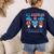 All American Teacher Pencil Coquette Bow USA Flag Teachers Women's Sweatshirt Back Print Navy