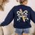 Back To School Hello Fifth Grade Teacher Coquette Pencil Bow Women's Sweatshirt Back Print Navy