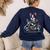 Biker Boston Terrier Dog Riding Motorbike Women's Sweatshirt Back Print Navy