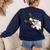 Boston Terrier Bostie Dog Kids Boys Girls Women's Sweatshirt Back Print Navy