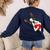 Boston Terrier Bostie Dog Kids Women Girls Women's Sweatshirt Back Print Navy