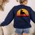 Boston Terrier Bostie Sunset Retro Dog Pet Mom Dad Women's Sweatshirt Back Print Navy