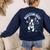 Boston Terrier Boy Cute Cartoon Dog Owner Pet Boston Terrier Women's Sweatshirt Back Print Navy