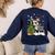 Boston Terrier Christmas Tree Lights Santa Hat Women's Sweatshirt Back Print Navy