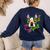 Boston Terrier In Day Of The Dead Sugar Skull Dog Women's Sweatshirt Back Print Navy