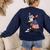 Boston Terrier Dog Merica 4th Of July Usa American Flag Men Women's Sweatshirt Back Print Navy