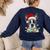 Boston Terrier Dog Santa Christmas Tree Lights Xmas Women's Sweatshirt Back Print Navy