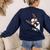 Boston Terrier Dog From Side Boston Bull Women's Sweatshirt Back Print Navy