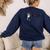 Boston Terrier EKG Heartbeat Heart Line Dog Lovers Women's Sweatshirt Back Print Navy
