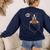 Boston Terrier Halloween Cute Bostie Dog Pocket Boo Women's Sweatshirt Back Print Navy
