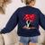 Boston Terrier Lover Heart Shape Boston Terrier Valentine Women's Sweatshirt Back Print Navy