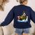 Boston Terrier Merry Christmas Tree Lights Dog X-Mas Dogs Women's Sweatshirt Back Print Navy