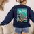 Boston Terrier Merry Christmas Tree Truck Dog X-Mas Women's Sweatshirt Back Print Navy