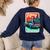 Boston Terrier Merry Christmas Tree Truck Santa Dog X-Mas Women's Sweatshirt Back Print Navy