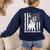 Boston Terrier Papa Cool Dog Lover USA American Flag Men Women Women's Sweatshirt Back Print Navy