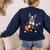 Boston Terrier Playing Guitar Boston Terrier Women's Sweatshirt Back Print Navy