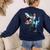 Boston Terrier Riding T-Rex Dinosaur Dog Lover Women's Sweatshirt Back Print Navy