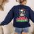 Boston Terrier Santa Claus Christmas Dog Women's Sweatshirt Back Print Navy