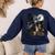 Boston Terrier Selfie Full Moon Flying Witch Halloween Dog Women's Sweatshirt Back Print Navy