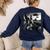 Boston Terrier Graphic Selfie With UFOs Weird Aliens Women's Sweatshirt Back Print Navy
