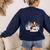 Boston Terrier In The Snow Merry Christmas Winter Women's Sweatshirt Back Print Navy